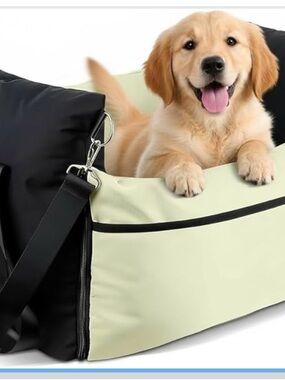 Premium Cream and Black Dog Travel Carrier - Comfortable Pet Tote